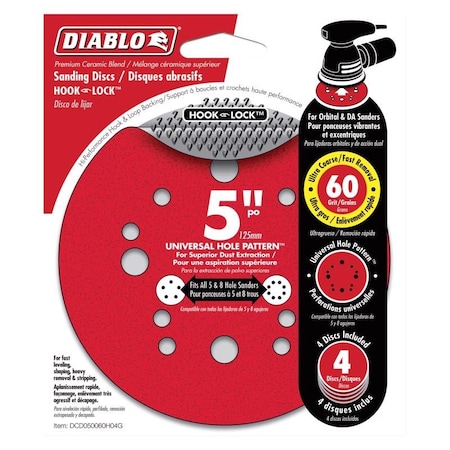 Diablo 5 in Dia, 12 holes, Ceramic, 60 Grit DCD050060H04G